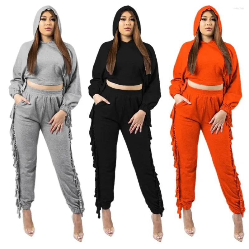 Women's Swimwear Young Girls High Waist Trend 2023 Autumn And Winter Pure Color Hooded Casual Sports Thick Fringe Suit HN057