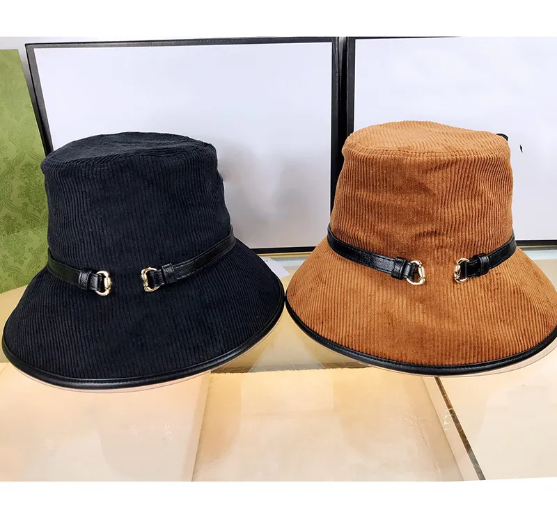 Luksusowy projektant Bucket Hat Gold Bluckle Cap Corduroy Fisherman Hats G Casquette Denima szerokie czapki dla kobiet Mens Beanie Cappello Chapeaux