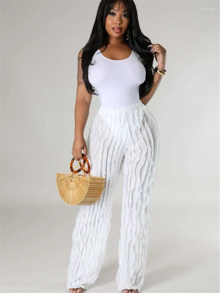 Y2K Womens Wide Leg Wavy Ruffles Fringe Pants With Elastic Waist And High  Stretch For Daily Wear And Vacation From Peanutoil, $14.94