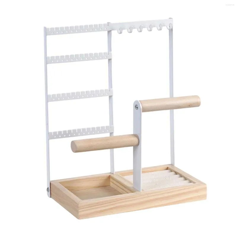 Schmuckbeutel Tabletop Organizer Stand Halter Holz Basis Ohrringe Ohrstift Rechteck Aufbewahrung Manschettenknöpfe Shop