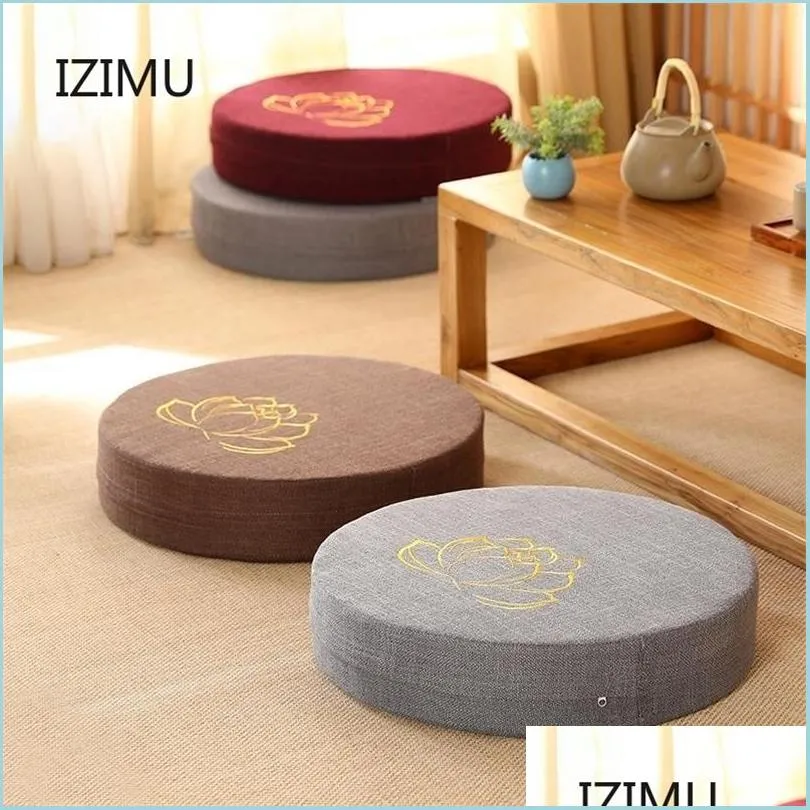 Cushion/Decorative Pillow 40X6Cm Yoga Meditate Pep Hard Texture Meditation Cushion Backrest Japanese Tatami Mat Removable And Washab Dh3Ex