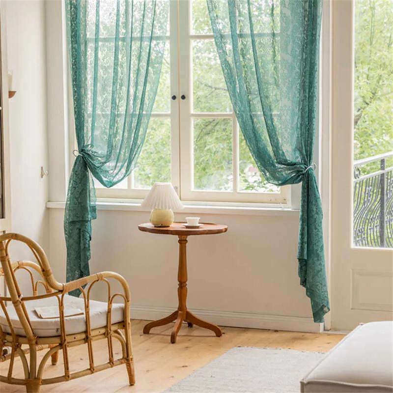 Kurtyna europejska zielona koronkowa zasłony do salonu dzielnik sypialnia dziewczyna księżniczka okno tiulowe drzwi zasłony zasłony obrus