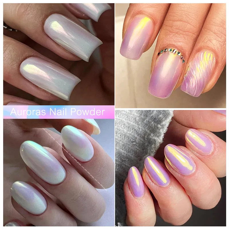 Nail Glitter NICOLE DIARY Aurora Powder White Chrome Pigment Pearl Rubbing Dust  Mirror Effect Art Manicure Accessories 230814 From Zhao07, $8.37