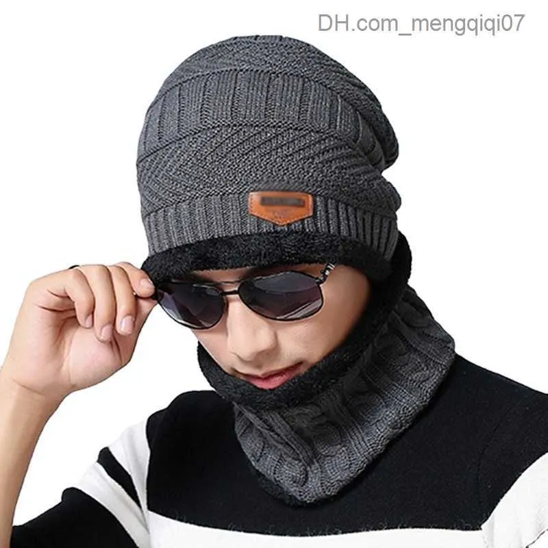 Kaps hattar vinter hatt skallies beanies mäns ull halsduk hatt balaclava mössor sammet gorras hatt stickad hatt mäns z230815