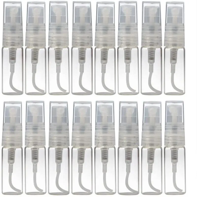 2 ml Mini Clear Glass Pump Spray Bottle 2CC Refillerbar parfym Tom flaskatomizer Prov Vial Bnhse