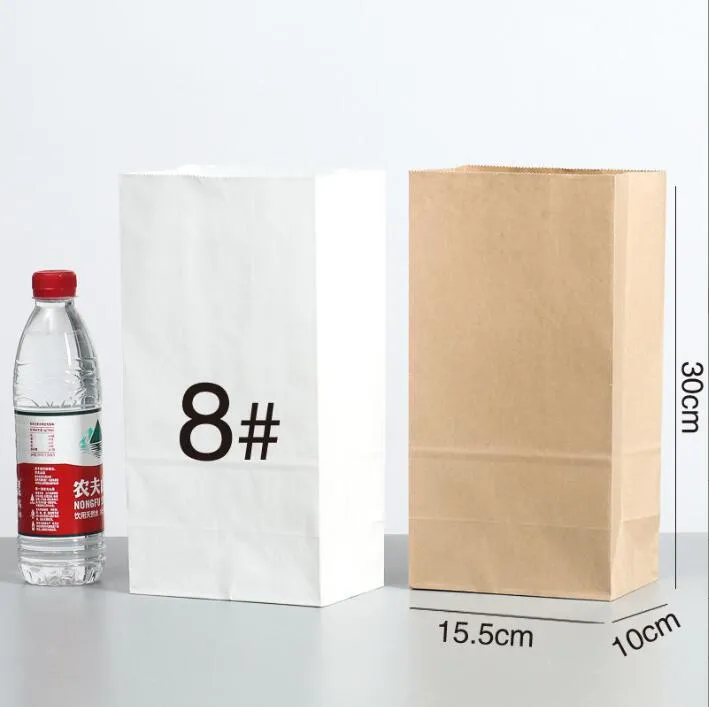 30*15,5*10 cm feine Kraftpapierbeutel benutzerdefinierte Lebensmittel Brot Süßigkeiten Verpackung Einkaufsparty zum Mitnehmen Backen recycelbarer Lebensmittelbeutel Custom Logo