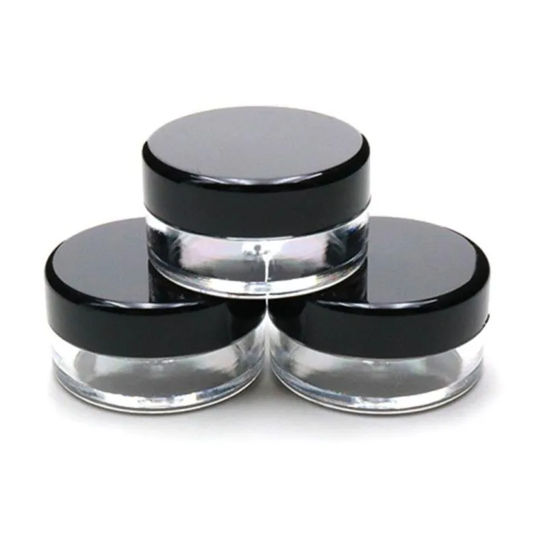 5G/5ML High Quality Clear Plastic Cosmetic Container Jars With Black Lids Cosmetic Cream Pot Makeup Eye Shadow Nails Powder Jewelry Bot Eqml