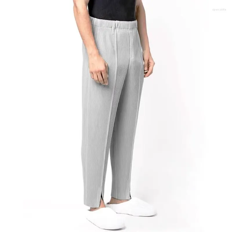 Men's Pants Homme 2023 Summer A Slit At The Hem Of Pleated Fabric Loose And Comfortable Fashion Trousers