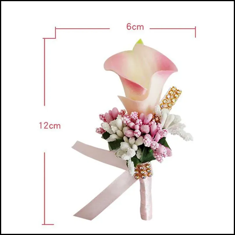 wedding groom groomsman boutonniere artificial flower corsage man suit brooch clipon for bridal party decoration