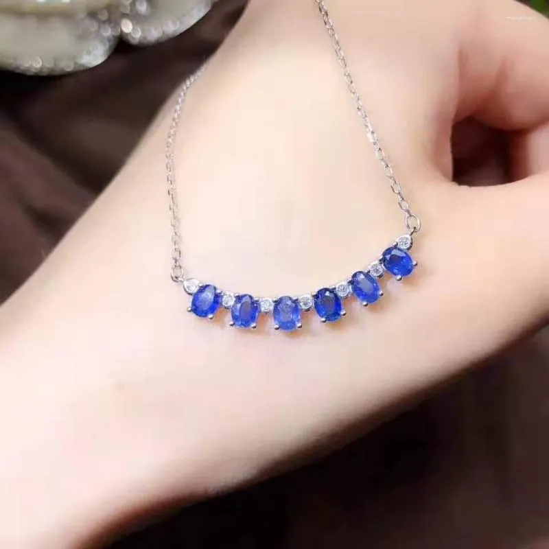 Chains FS 3 4 Natural Sapphire Necklace S925 Pure Silver Fashion Fine Wedding Jewelry For Women MeiBaPJ