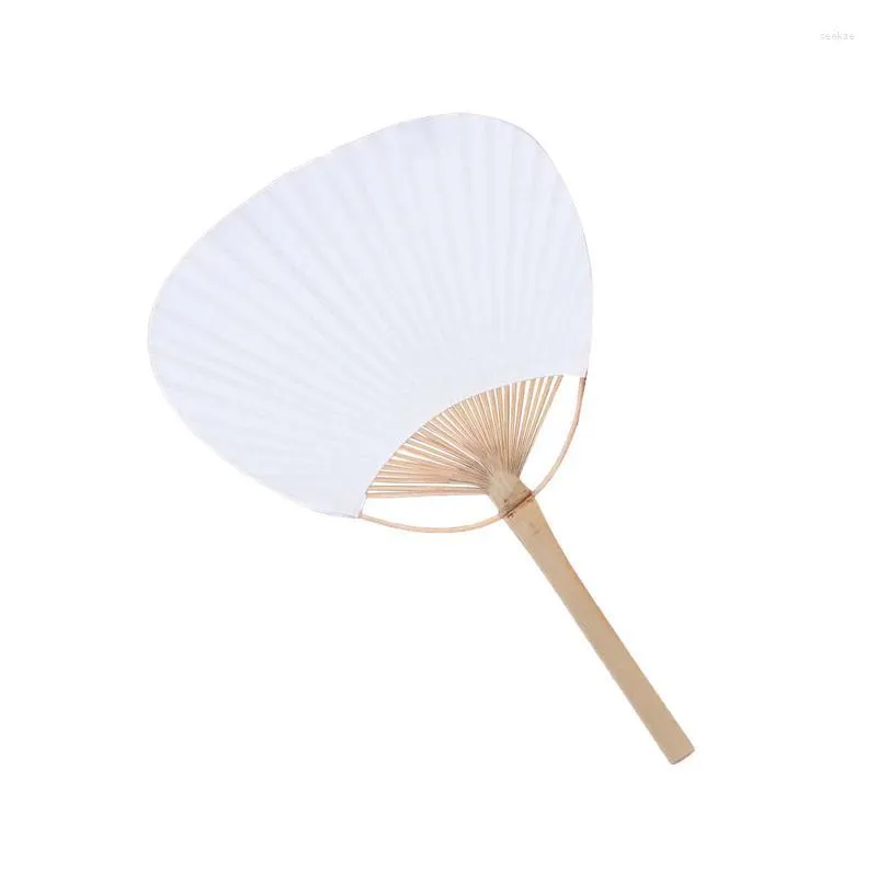 Decorative Figurines White Bamboo Paddle Fans Chinese Round Fan With Handle Hand Painted Double Dough Home Portable Wall