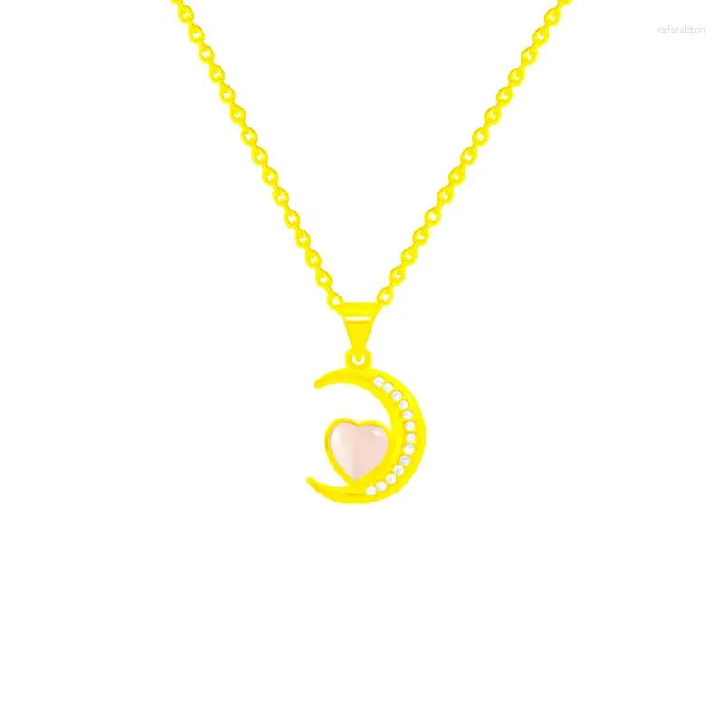 Pendant Necklaces Luck Love Heart Half Moon Nimble Zircon Mother's Day Chain Necklace Woman Girl Wedding Blessing Gift Jewelry