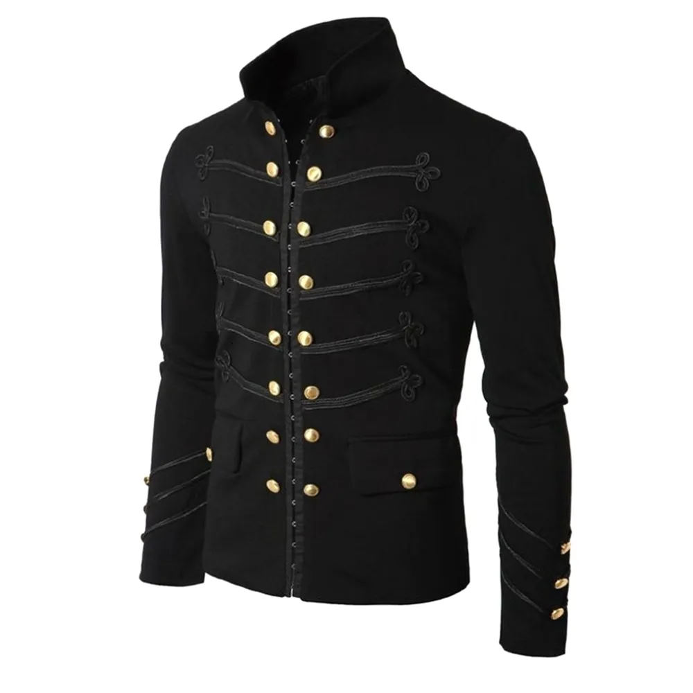 Chaquetas para hombres Steampunk Hombres Ropa gótica Militar Medieval Vintage Chaqueta Stand Collar Rock Frock Coat Retro Punk 230815