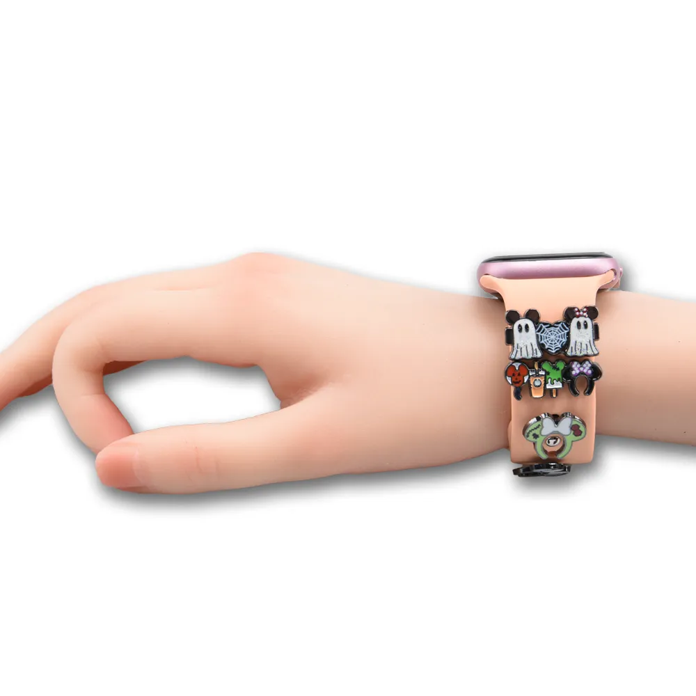 Jóias por atacado Bad Bunny Metal Charms para Apple Watch Band Hard esmalte o charme MOQ 1PCS Substituição pulseira de pulseira Bandas de relógio