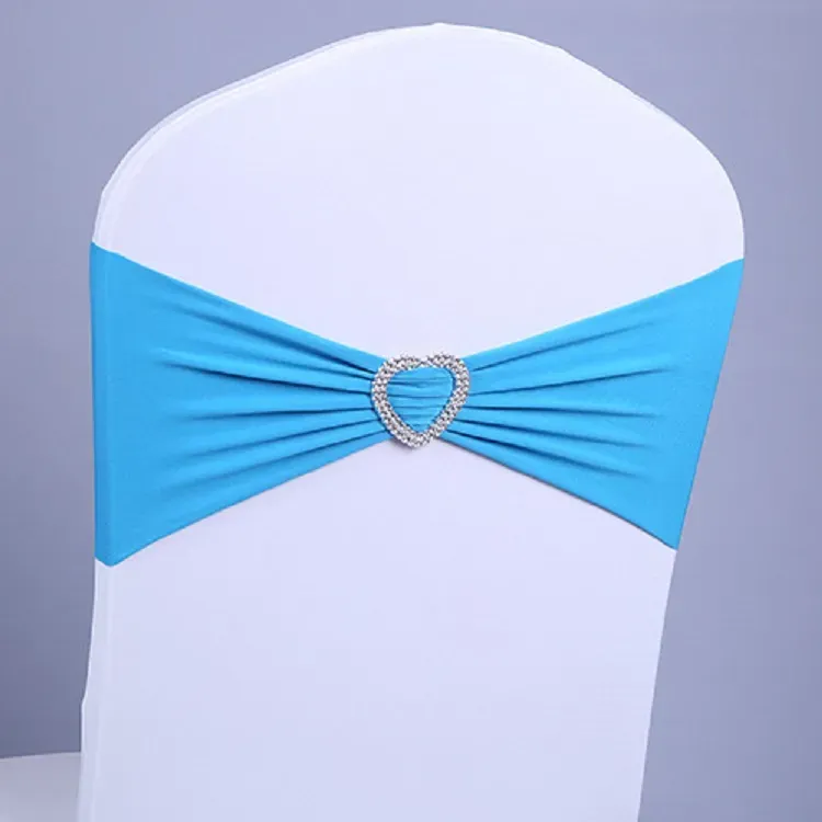 Chair Covers Spandex Lycra Sashes Elastic Satin Chair Bands with Buckle for Wedding Cover Bows Wholesale