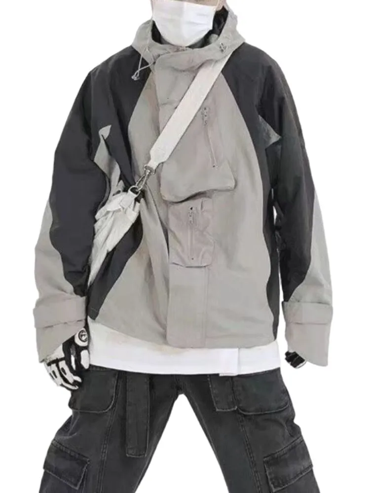 Erkek Ceketler Vintage Dış Mekan Erkek Kadınlar Y2K Street Giyim Büyük Boy Boyut Kapşonlu Harajuku Windbreaker Ceket Kore Dış Giyim 230814