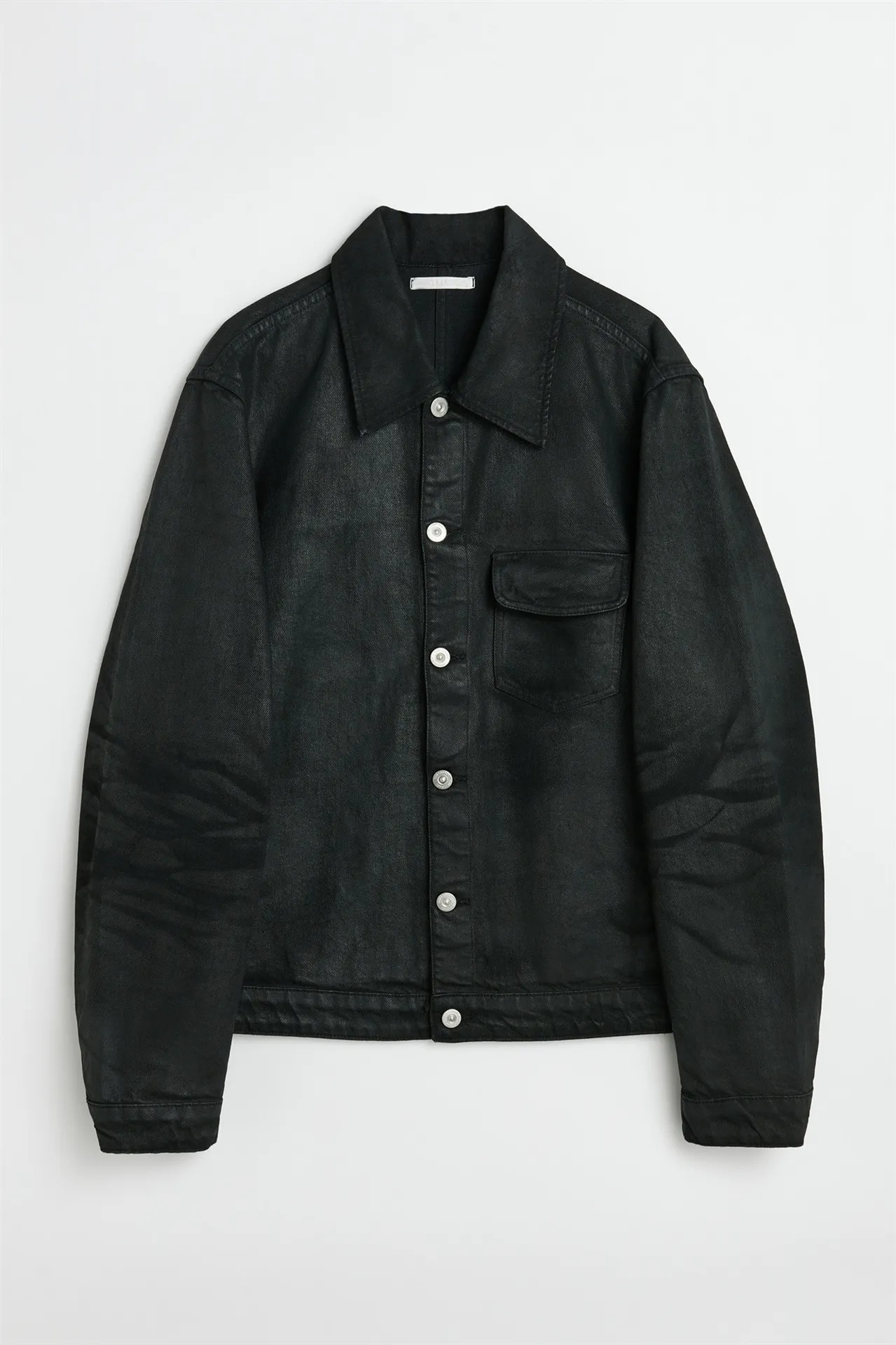 OurLegacy Waxed Silver Buckle Black Denim Jacket Trendy Mens OurLegacy Waxed Silver Buckle Black Denim Jacket Trendy Mens