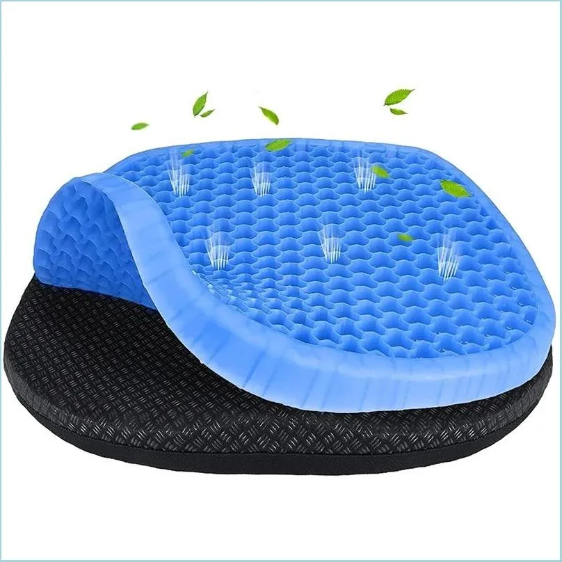 Cushion/Decorative Pillow Gel Seat Cushion Double Thick Egg Summer For Pressure Relief Breathable Chair Pads Car Office Drop Deliver Dhugj