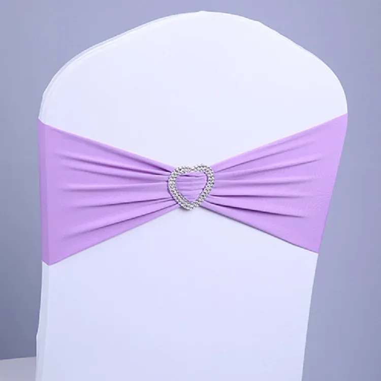 Chair Covers Spandex Lycra Sashes Elastic Satin Chair Bands with Buckle for Wedding Cover Bows Wholesale