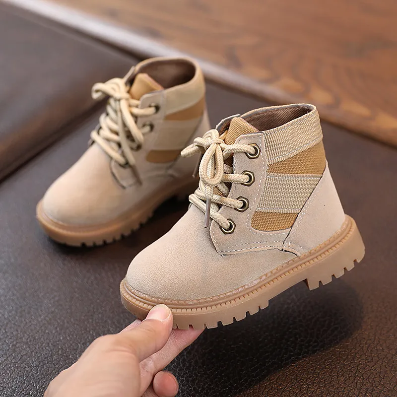 Boots Retro Fashion Children s Boy Desert Suede Leather Lace Up Ankle Rubber Baby Sneakers Toddler Shoes 2023 Autumn 230814