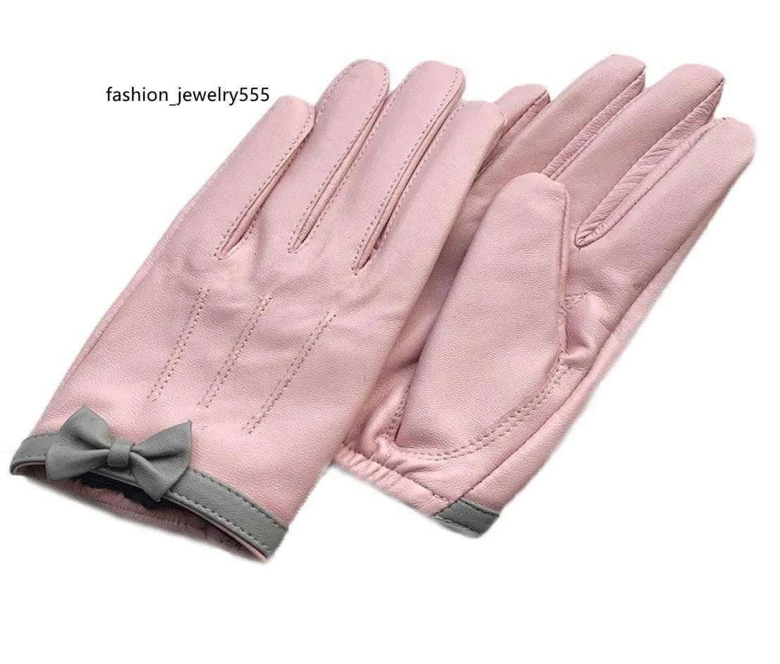 Five dita guanti da donna039s Design corto guanti di pelle di pecora guanti vere guanti design a prua motociclette rosa Glove27775772