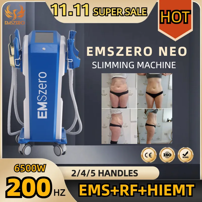 Emszero neo 6500w 14Tesla Body Sculpting Machine 4 손잡이 고 골반 RF 근육 자극 패드 옵션