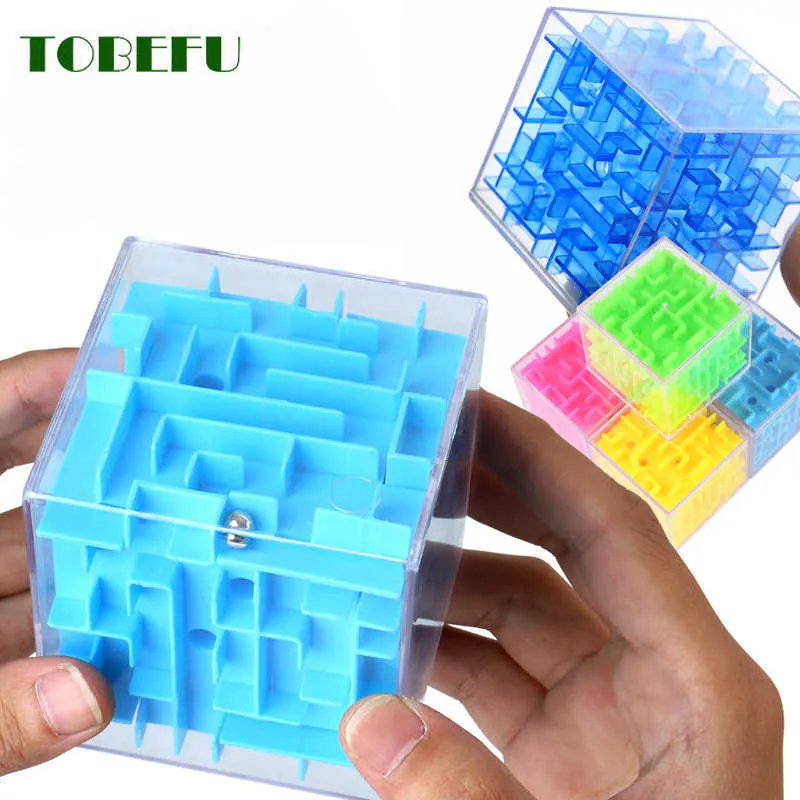 Wholesale 3D Transparent Six-sided Puzzle Speed Magic Cube Rolling Ball Game Cubos Maze Toys for Children Educational