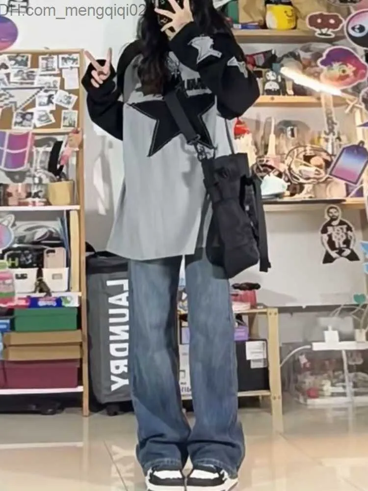 Felpa con cappuccio da uomo Harajuku Y2K K-pop Star ricamato con cappuccio per la felpa hip hop della moda autunno 2023 da donna Grunge Fashion Hip Hop Z230818