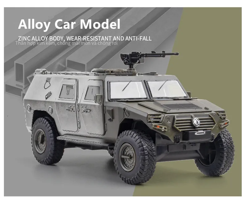 1:24 Military Refit Armored Car Alloy Diecast Model Toy Off