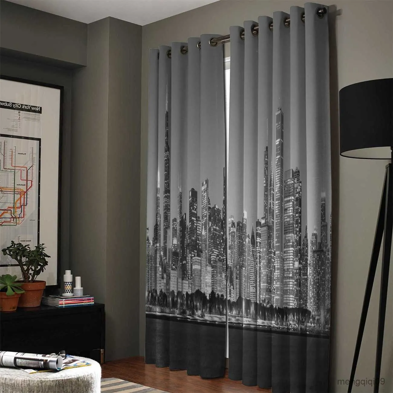 Curtain Night Panorama City Luxury Home Curtains Modern Home Supplies Living Room Bedroom Custom Curtains R230815