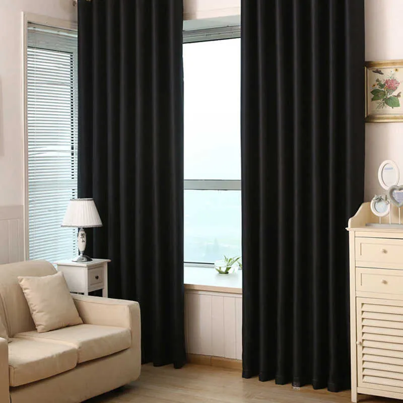 Cortina europeia sólida grossa vermelha e preta, cortinas blackout para tratamento de janela para sala de estar, quarto, decoração de casa, painel com ilhós