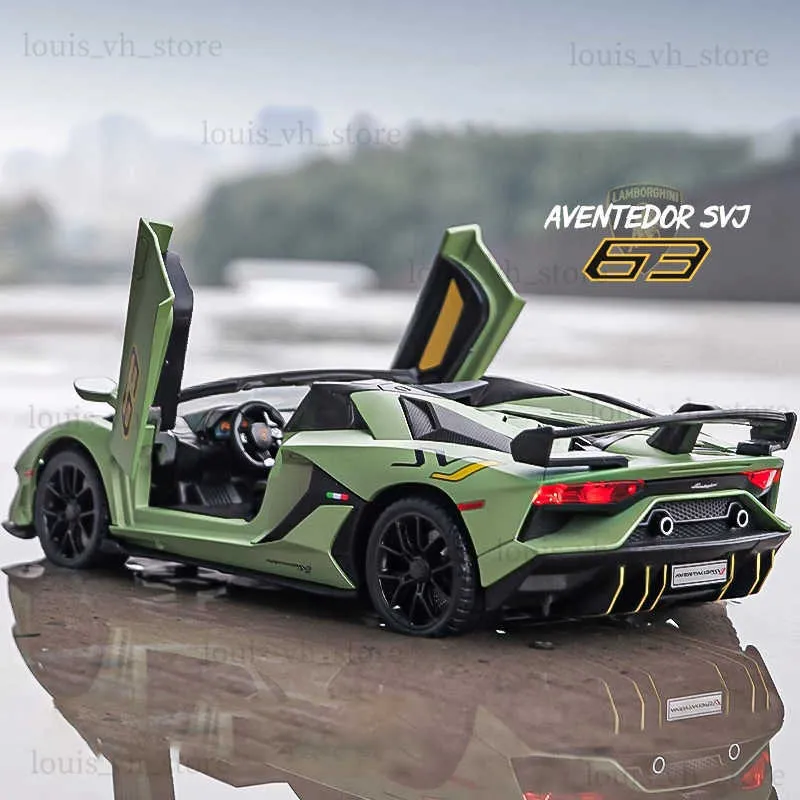 1 24 Lamborghinis Aventador SVJ63 Legierung Modellauto Spielzeug Stiecasts Metallguss und leichte Autospielzeug für LDREN -Fahrzeug T230815
