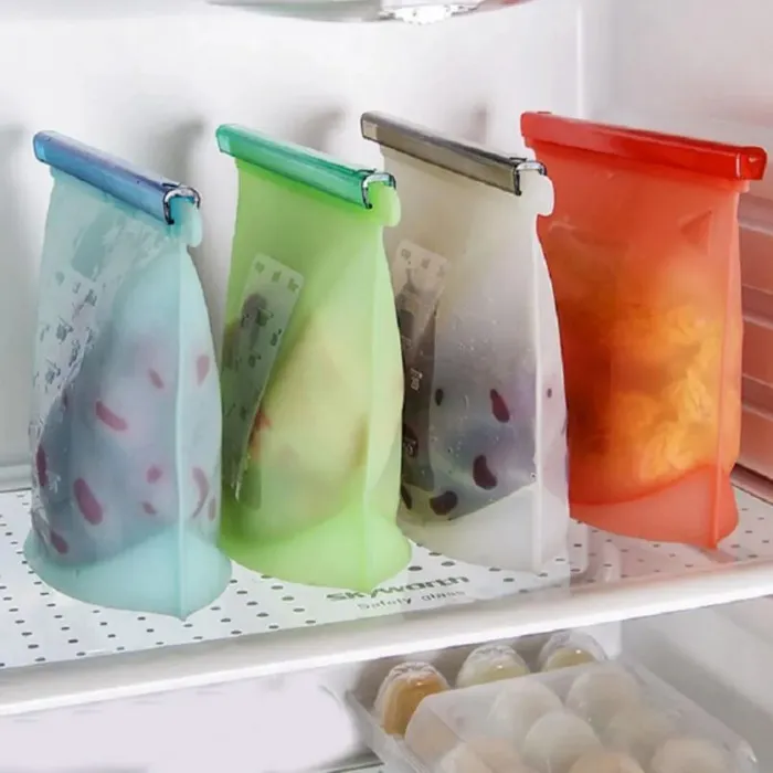 Reusable Silicone Food  Bag Wraps Fridge Storage Containers Refrigerator tool Kitchen Colored Zip Bags OOA2986