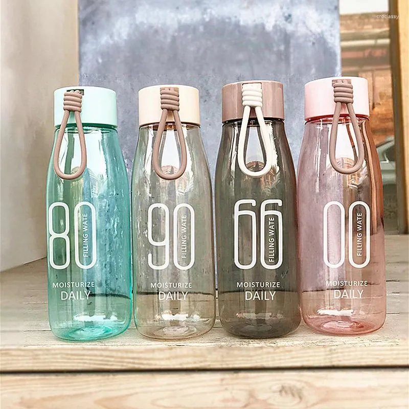 Water Bottles HF 480ml Fashion Portable Plastic Bottle With Rope Leak-Proof Creative Juice Fruit Students For Gifts BPA Free