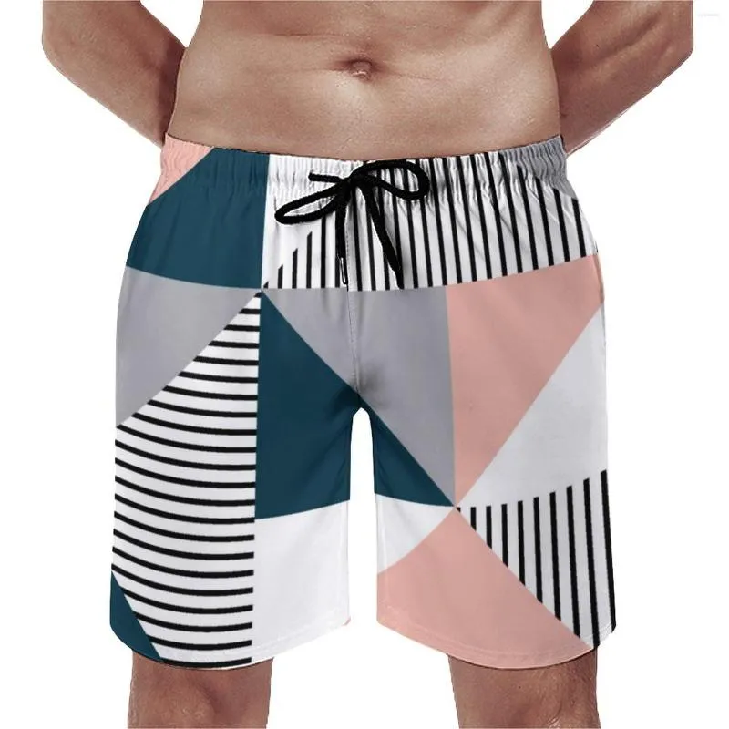 Herren Shorts Nordic Lines Board Sommer Abstrakte farbenfrohe Geometrie Casual Beach Running Schnell trockenes Design Schwimmstämme