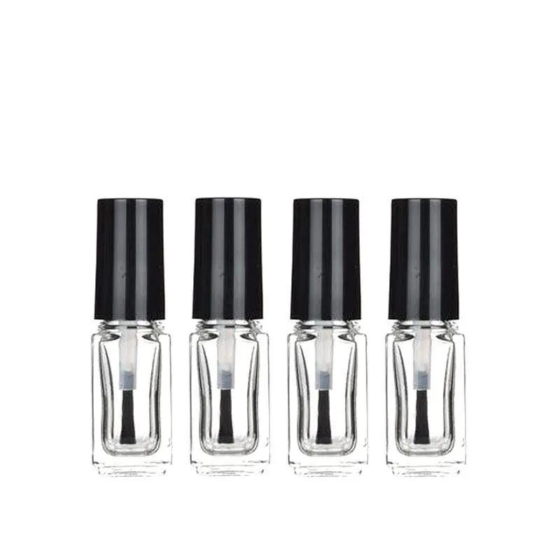 4 ml tomma nagellackflaskor fyrkantiga nagellackklara flaskor med borstlock för DIY Cosmetics NXTEC