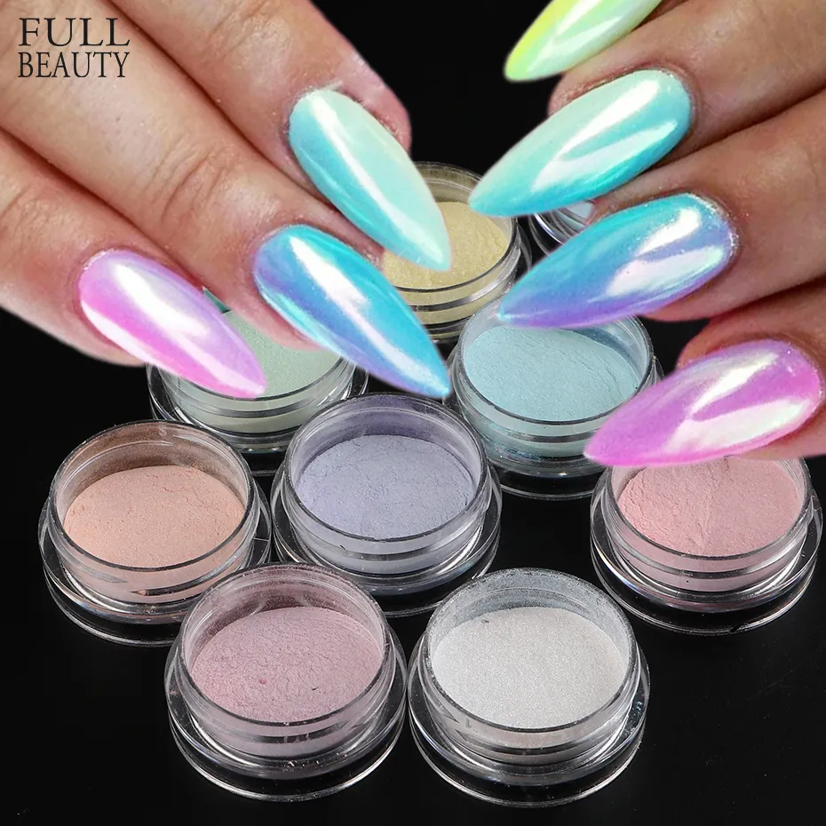 Nagel glitter glansigt holografiskt glittrande aurora fairy pulver krom pigment damm manikyr polska diy konstdekorationer CHX0109 230814