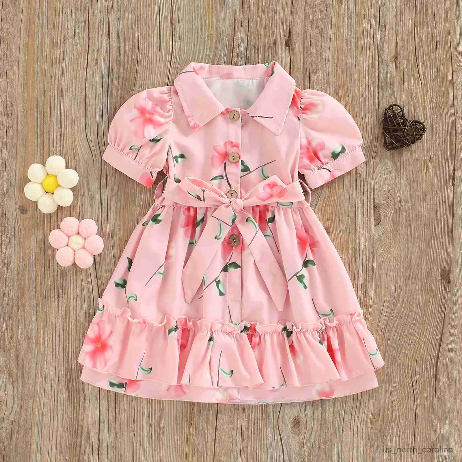 Abiti da ragazza Abiti per ragazze Nuovi bambini estivi per bambini Fiori stampa costumi floreali festa di compleanno Princess Vestidos 0-4t R230815