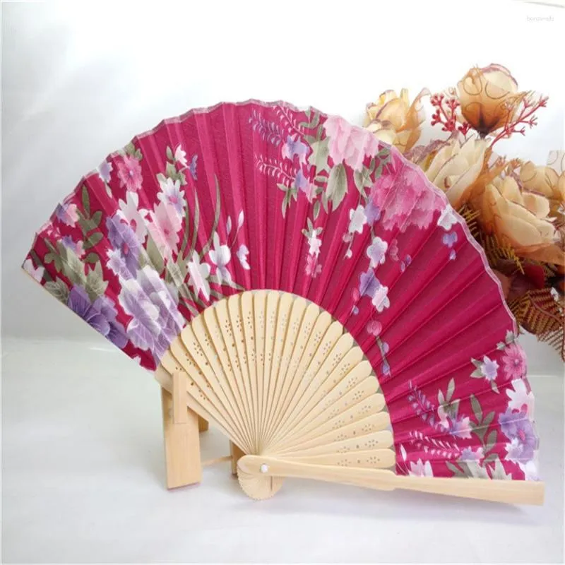 Decorative Figurines Chinese Vintage Floral Pattern Folding Fan Wedding Party Lace Silk Hand Held Flower Dance Po Prop Tool Art Craft