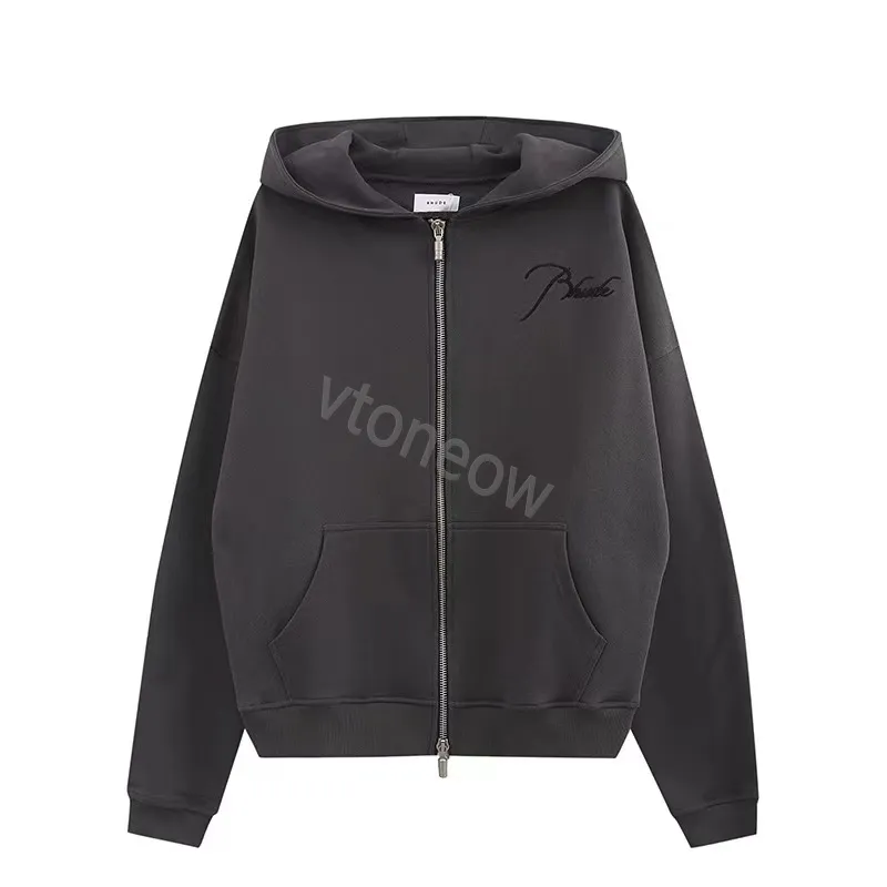 Rhude hoodie mens hoodies rhude hooded män kvinnor designer hoodies mode populära logotyp bokstäver utskrift pullover höst vinter blixtlås tröja tröjor oss storlek storlek