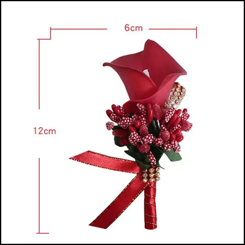 wedding groom groomsman boutonniere artificial flower corsage man suit brooch clipon for bridal party decoration
