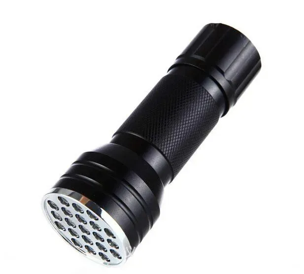 21 LED UV Flashlight Torch Torch Light Violet Light Blacklight UV Lamp Torch 3A بطارية لاكتشاف مدقق Marker DLH437ZZ