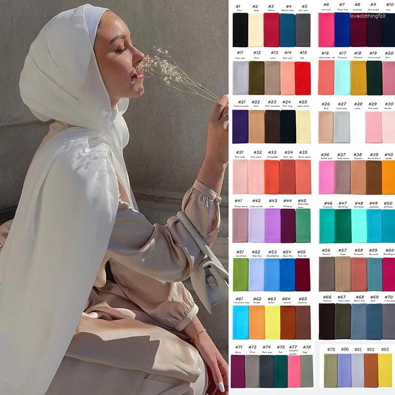 Ropa étnica Chiffon Hijab bufanda Turbanos para mujeres Shawl Plain Foulard Muslim Veil Head Wraps Hargénea Malasia Hijabs de mujer Malasia Hijabs