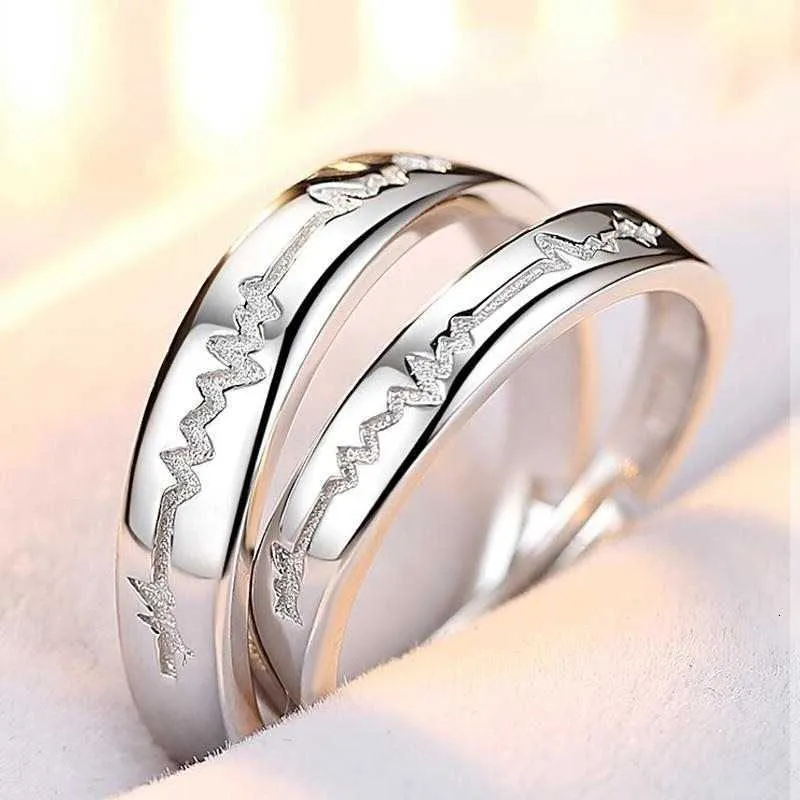 Luxury Bvlgr top jewelry accessories designer woman Heartbeat Couple Ring Fashion Simple Open Ring Long distance Love Valentine's Day Gift ECG Matching Ring