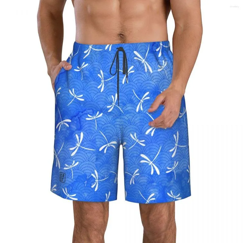 Men's Shorts Mens Swimwear Swim Trunks Beach Board Swimsuits Running Sports Surffing Japanese Dragonflies Quick Dry