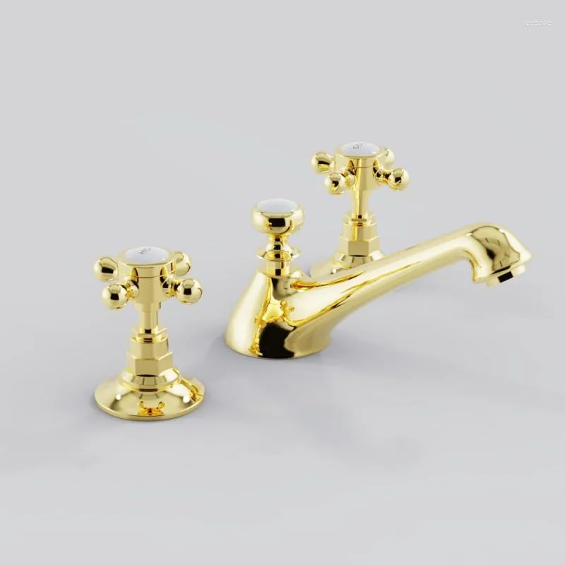 Bathroom Sink Faucets Basin Faucet American Style Mixer Gold & Cold Deck Mounted Chrome 8 Inch 3 Hole Tap