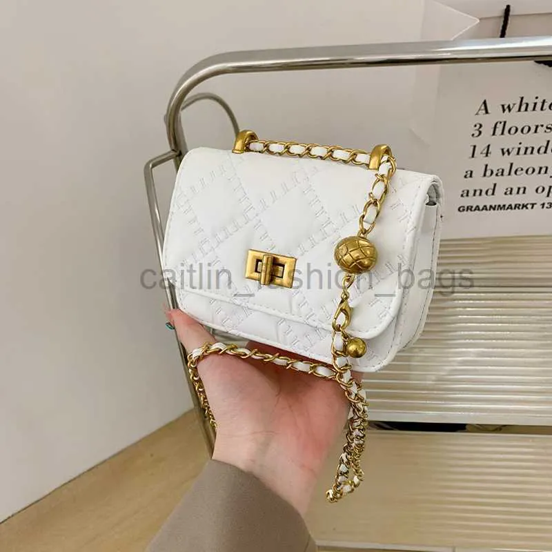 Cross Body 2022 Autumn Nieuw Koreaanse Kleine Popular Fashion Lingge Chain Bag Casual en eenvoudige verwesterde One Shoulder Crossbody Small Square Bag Caitlin_fashion_bags