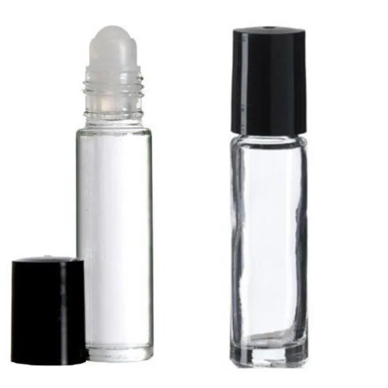 10 ml 1/3oz Glas-Roll-on-Flaschen leere Aromatherapie-Parfümflaschen – nachfüllbar schlank mit transparentem Verschluss Npxux