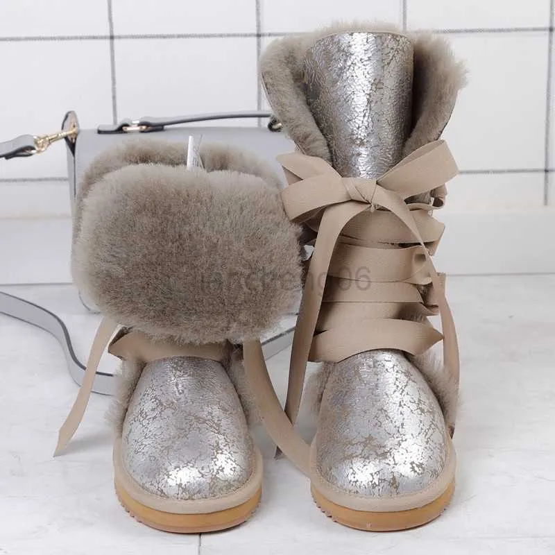 Vestido sapatos de pele real ovelha 2022 novo estilo bom inverno clássico boots de neve genuíno genas de carneiro de primeira qualidade