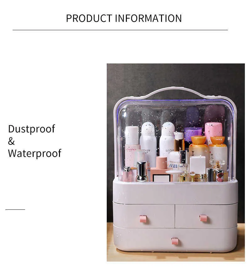 JOYBOS Waterproof Makeup Organizer Large Capacity Cosmetic Clear Makeup